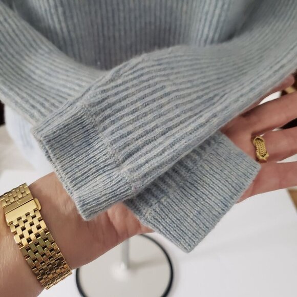 VINCE Women's XS Sweater Powder Blue Boat Neck Ribbed Knit Cashmere Wool Blend - Picture 5 of 11